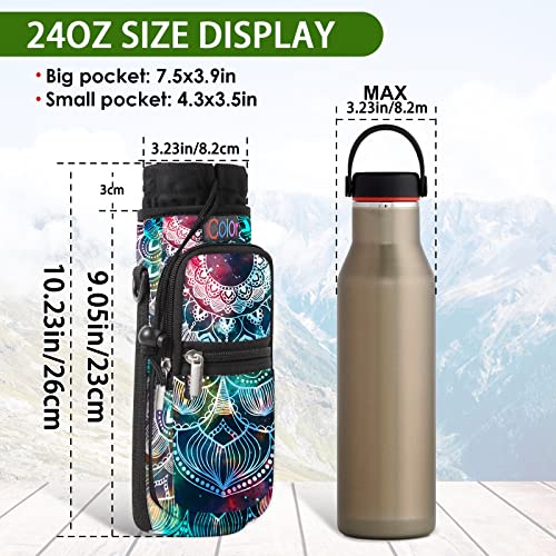 icolor Water Bottle Carrier Bag Holder 25/32/40/64oz,Adjustable Padded Shoulder & Handle Strap Sports Sling Hiking Pack,Insulated Neoprene Wide Mouth Bottle Sleeve - Image 2