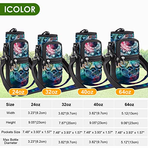 icolor Water Bottle Carrier Bag Holder 25/32/40/64oz,Adjustable Padded Shoulder & Handle Strap Sports Sling Hiking Pack,Insulated Neoprene Wide Mouth Bottle Sleeve - Image 3