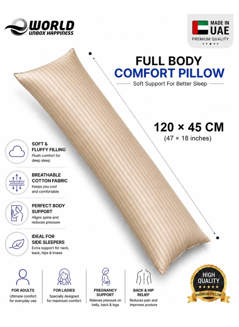 Eworld Premium Full Body Pillow for Adults, Ultra-Smooth Polyester Fiber, Breathable & Ideal for Side Sleepers, with Ultra-Soft Cotton Cover, Available in Multiple Colors, 120x45 cm - Image 1