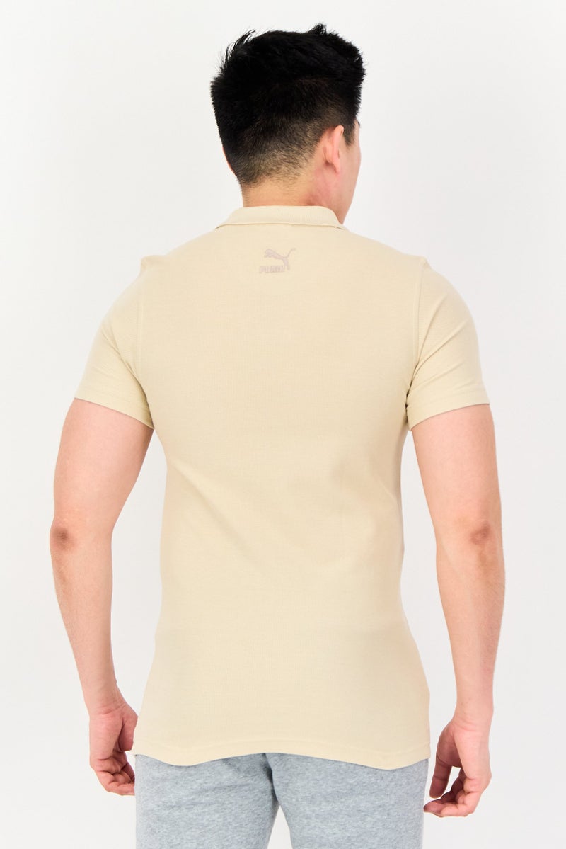 Puma x One8 Men Slim Fit Short Sleeve Outdoor Polo Shirt, Beige - Image 2