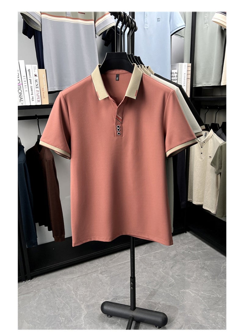 Summer Business Casual Men's Short Sleeve T-Shirt Polo Shirt Dad Clip Collar Loose Fit Breathable - Image 2