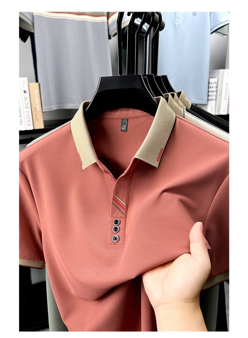 Summer Business Casual Men's Short Sleeve T-Shirt Polo Shirt Dad Clip Collar Loose Fit Breathable - Image 3