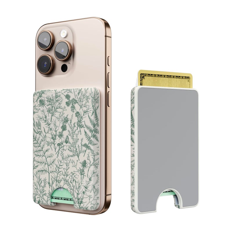 Casely MagWallet | Sage Garden | Green Floral | Slim Wallet Card Holder | Compatible with MagSafe | Soft-Touch Hard Silicone | Holds Up to 3 Cards - Image 5