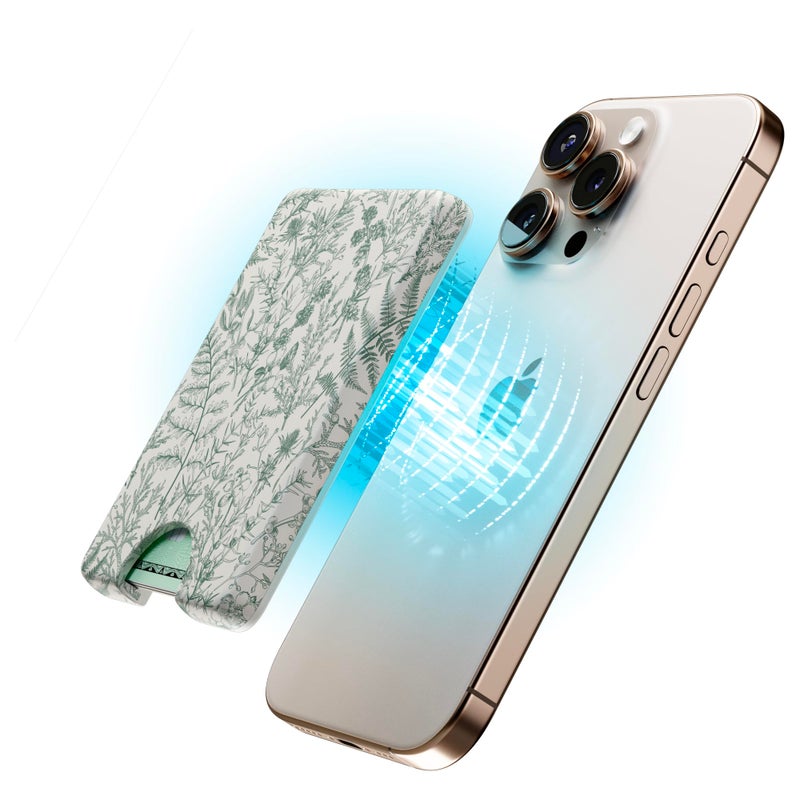 Casely MagWallet | Sage Garden | Green Floral | Slim Wallet Card Holder | Compatible with MagSafe | Soft-Touch Hard Silicone | Holds Up to 3 Cards - Image 3