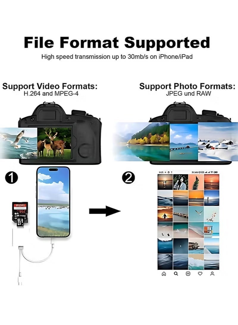 HPRT Dual SD Card Reader for iPhone iPad, Lightning USB C Memory Card Adapter, Support SD and Micro SD Cards, High Speed Trail Camera Viewer, Plug and Play for Phone Tablet Computer - Image 5