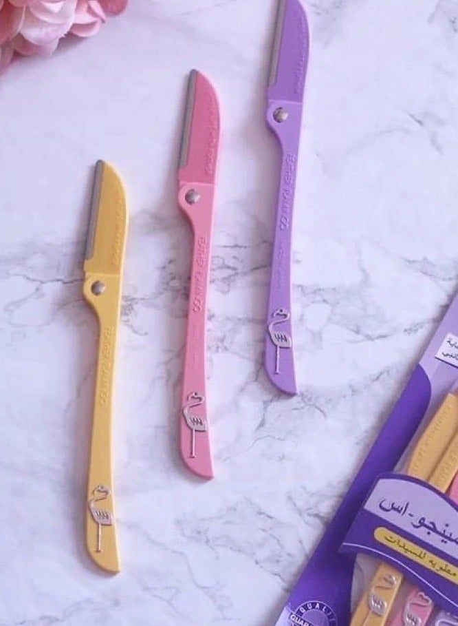 3-Piece shaving Ladies For Facial And Body Hair pack of 3 Yellow/Pink/Purple - Image 1