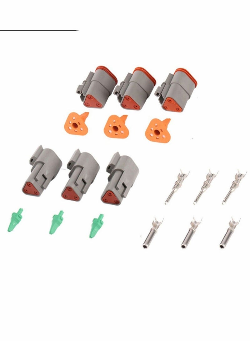 MUNTAQI DT Connector 3 Pin Gray Waterproof Electrical Wire Plug 42PC Way Sealed Male and Female for Motorcycle Scooter Car Truck Boats - Image 5