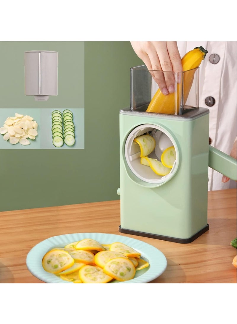 Generic - Manual Rotary Cheese Grater Shredder with Wider Hopper 3 Interchangeable Blades Round Mandolin Drum Slicer Julienne Grinder for Cheese, Vegetables, Potatoes and Nuts - Image 1