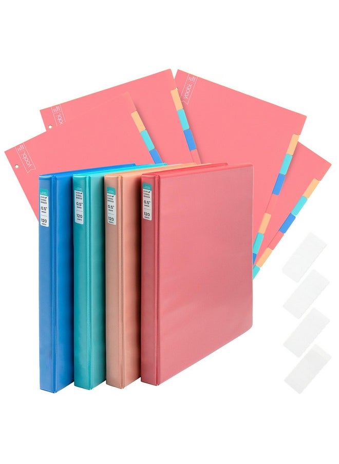 Yoobi 1/2 Inch Multicolor Binder & 8Tab Divider Set 4Pack Of 3Ring Binders With 2 Pockets 4Pack Of Binder Organizer Tabs W/Blank Sticky Labels Perfect For School Home Or Office  - Image 1