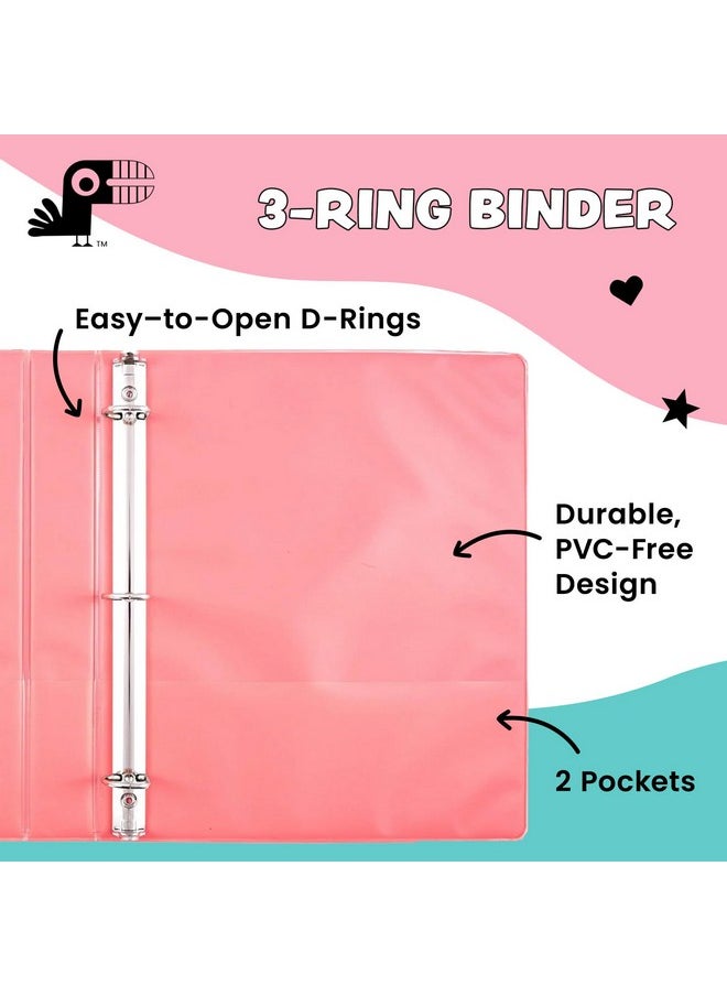 Yoobi 1/2 Inch Multicolor Binder & 8Tab Divider Set 4Pack Of 3Ring Binders With 2 Pockets 4Pack Of Binder Organizer Tabs W/Blank Sticky Labels Perfect For School Home Or Office  - Image 2