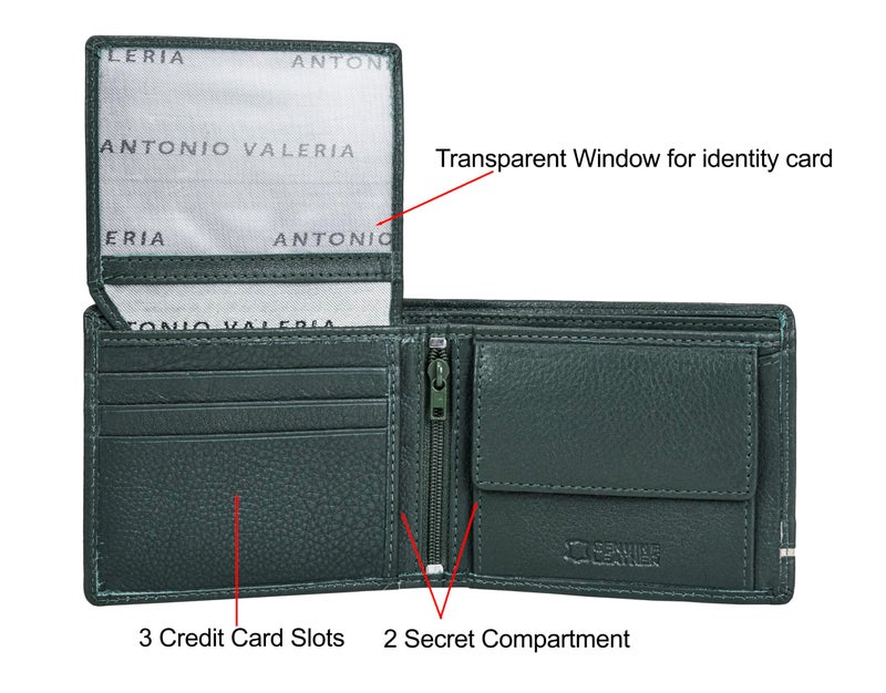 ANTONIO VALERIA Scott Green/Sand Leather Wallet for Men - Image 4