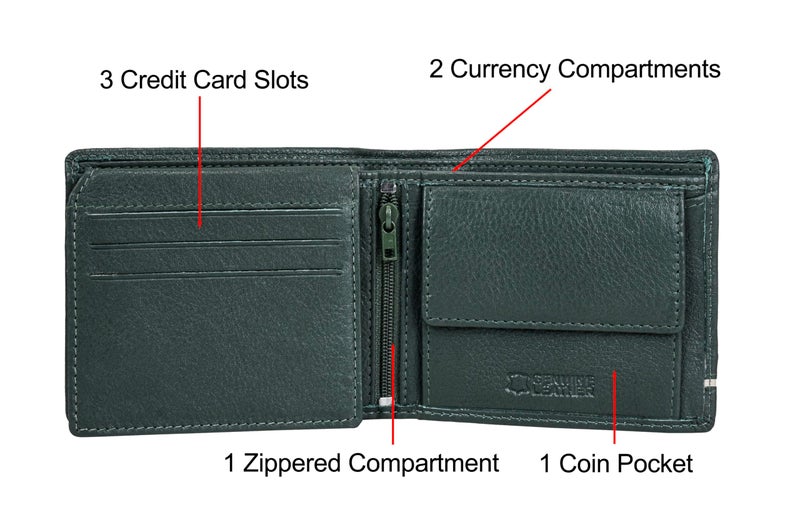 ANTONIO VALERIA Scott Green/Sand Leather Wallet for Men - Image 3