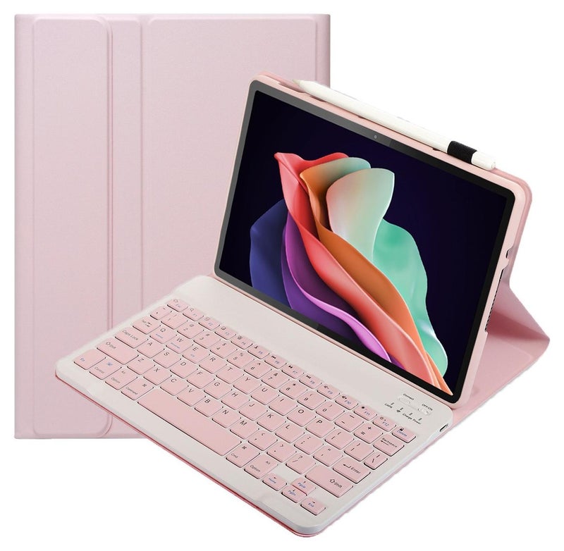 يوارب كينج غطاء لوحة مفاتيح بلوتوث لاسلكية قابلة للفصل مع حامل قلم لهاتف Honor Pad X8a باللون الوردي - Image 1