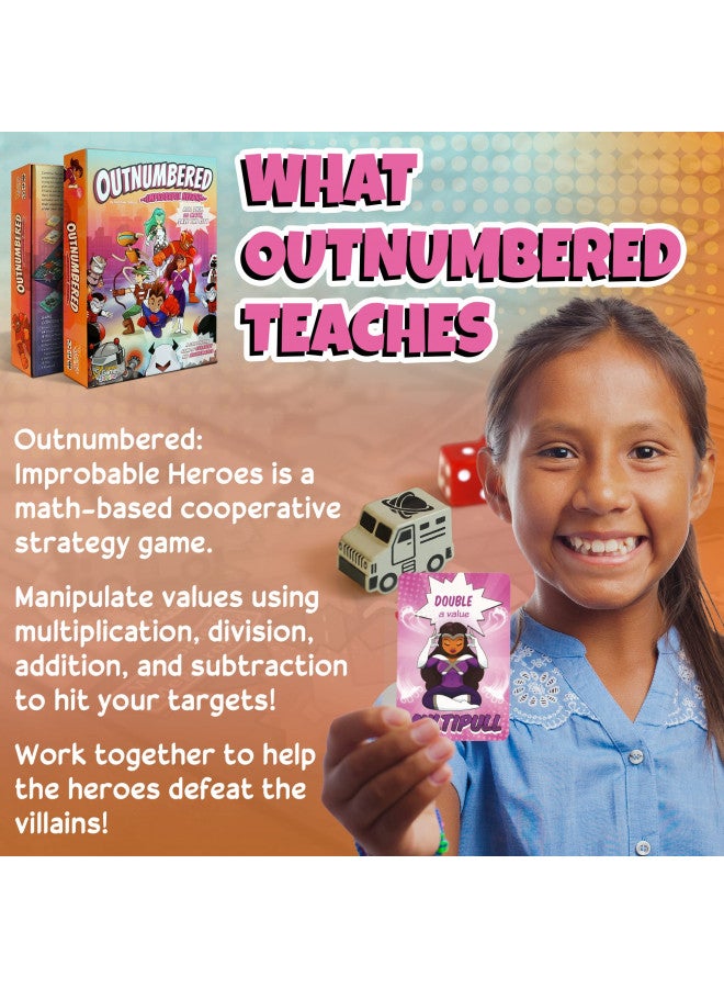 Genius Games Outnumbered: Improbable Heroes Board Game - A Mensa Recommended Cooperative Superhero Math Game | Fun & Educational Game for Kids, Adults, and Families | STEM Game to Learn Multiplication & Division  - Image 4