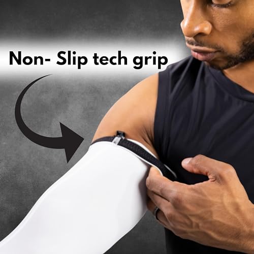 CompressionZ Compression Arm Sleeves for Men & Women| Cooling UV Sun Protection Elbow Pain Relief for All Sports and Recovery White Pair Medium - Image 2