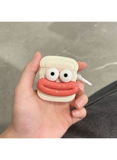 Three-dimensional Sausage Mouth For AirPods 4 Generation Protective Shell 1/2/3 Generation Wireless Bluetooth Earphone Set Pro2 Japan And South Korea-Color:White + Hook-Model:Airpods Pro