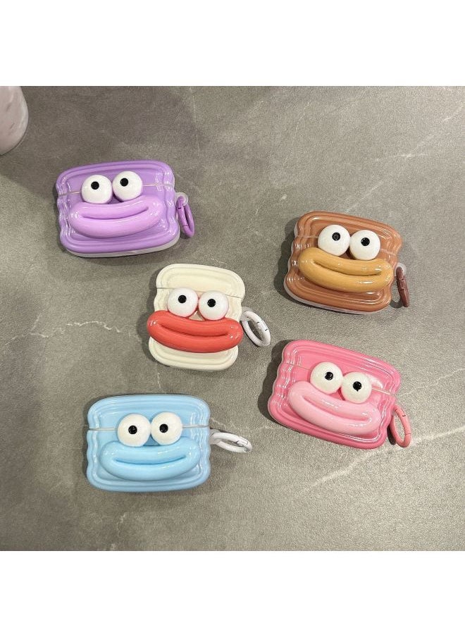 Generic - Three-dimensional Sausage Mouth For AirPods 4 Generation Protective Shell 1/2/3 Generation Wireless Bluetooth Earphone Set Pro2 Japan And South Korea-Color:White + Hook-Model:Airpods Pro - Image 1