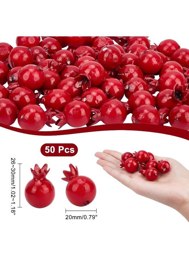 CHGCRAFT CHGCRAFT 50Pcs Mini 0.79 Inch Artificial Pomegranate Realistic Fake Fruit Lifelike Apple Simulation Foam Pomegranate for Floral Arrangements Halloween Christmas Home Kitchen Display Decor  - Image 2