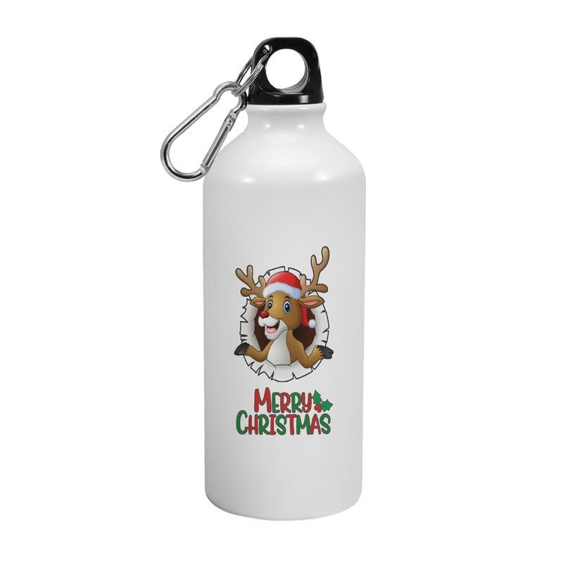 Happu Happu Happy Christmas Aluminium Sipper Bottle Reindeer Xmas Gifts for Girlfriend Sister Friends Women Gift Hampers K367  - Image 1