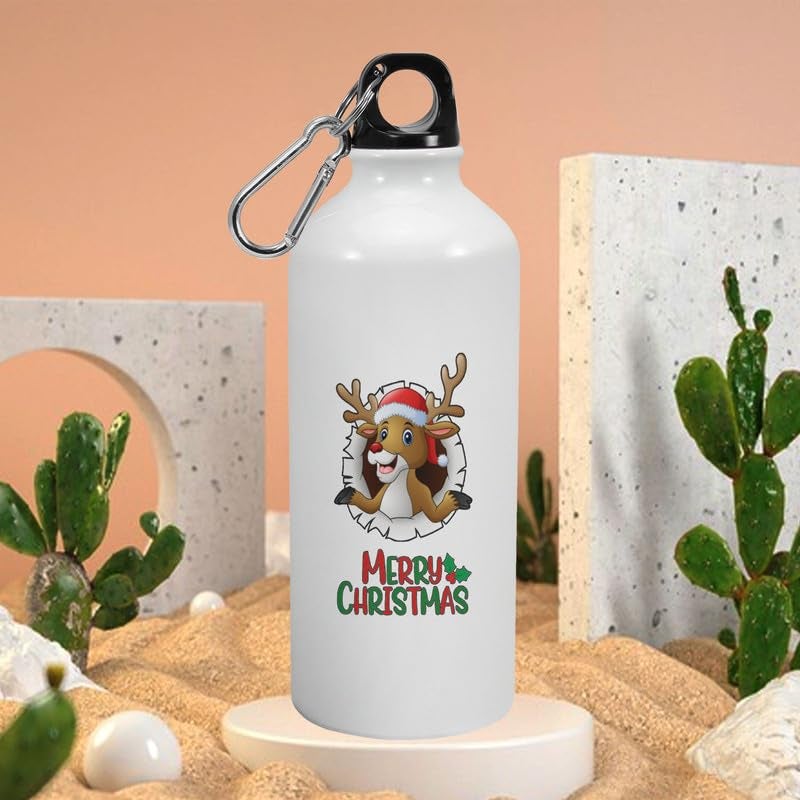 Happu Happu Happy Christmas Aluminium Sipper Bottle Reindeer Xmas Gifts for Girlfriend Sister Friends Women Gift Hampers K367  - Image 2