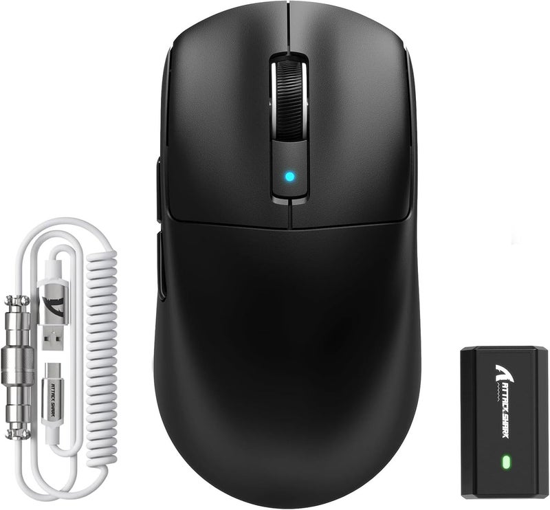 Eweadn Varied dimensions ATTACK SHARK R6 LIGHTSPEED Wireless Gaming Mouse, 39G Ultralight Design, HyperSpeed with 8K Hz, PAW3950 Sensor, Nordic52840, 42K DPI for E-sports Game, Tri-Mode Programmable Mice - Black Gulf climate fit - Image 1