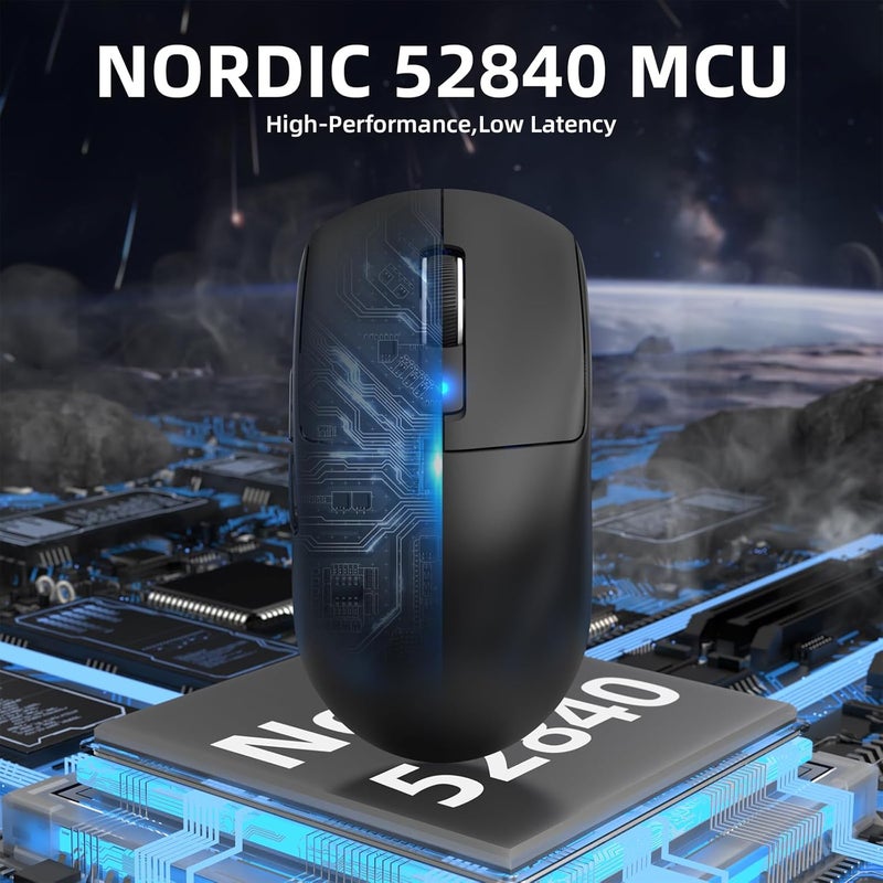 Eweadn Varied dimensions ATTACK SHARK R6 LIGHTSPEED Wireless Gaming Mouse, 39G Ultralight Design, HyperSpeed with 8K Hz, PAW3950 Sensor, Nordic52840, 42K DPI for E-sports Game, Tri-Mode Programmable Mice - Black Gulf climate fit - Image 3
