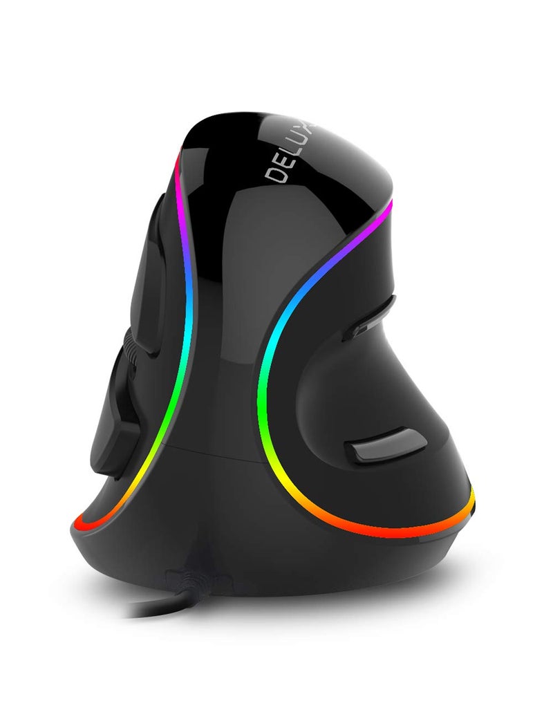 DeLUX Ergonomic Mouse, Wired Large RGB Vertical Mouse with 6 Buttons, 4000DPI, Removable Wrist Rest for Carpal Tunnel (M618Plus RGB-Wired) - Image 1