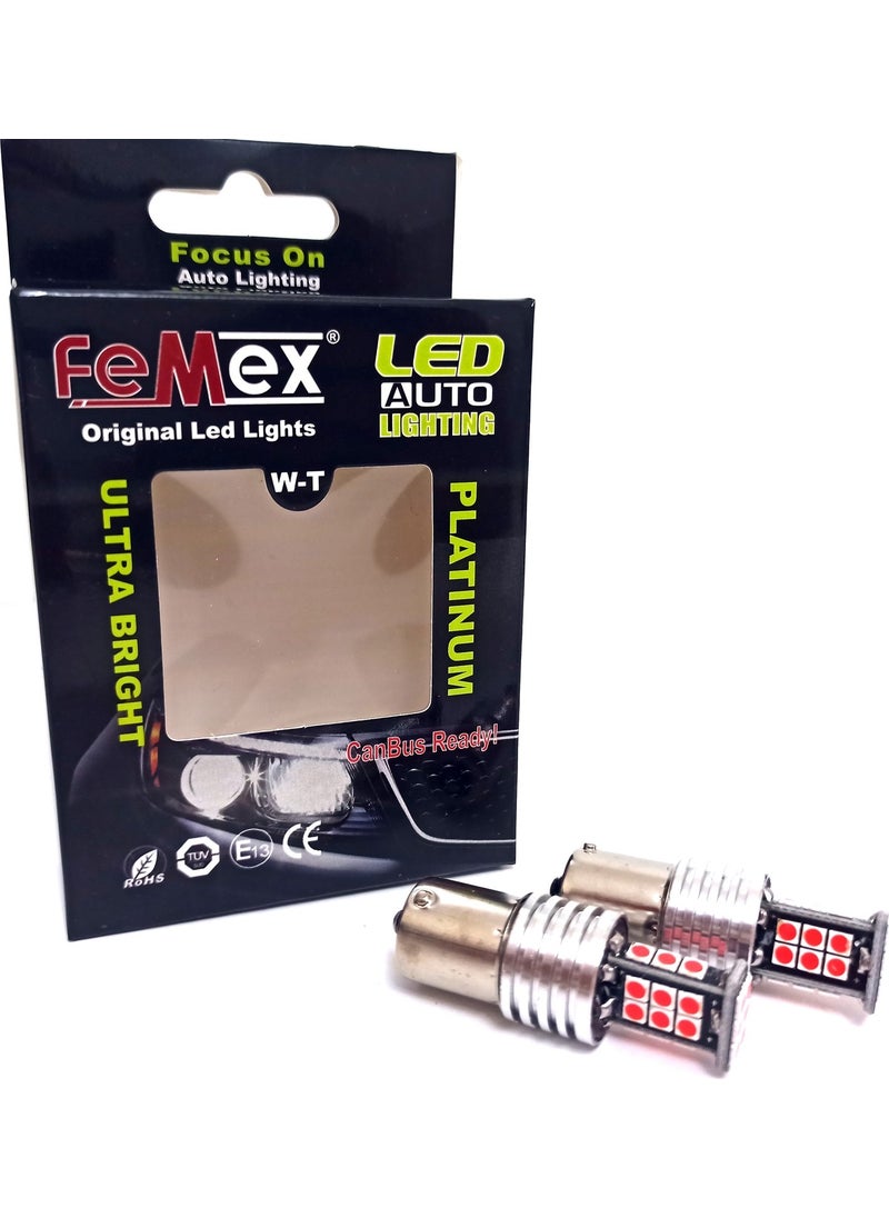 Femex P21W Non-Direction 1156 Single Lampholder 3030 Chip 24SMD Red LED Bulb  - Image 1