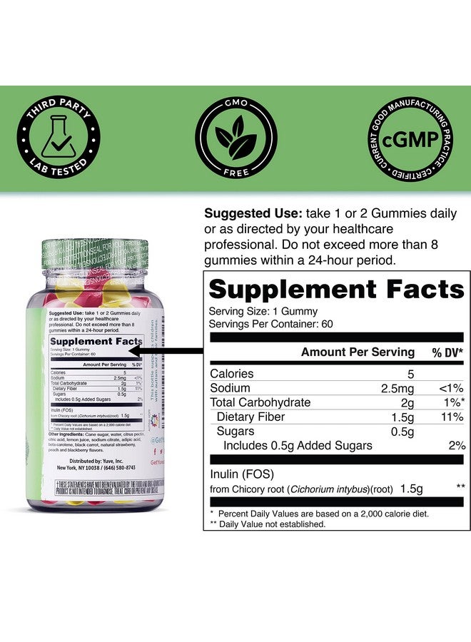 Yuve Prebiotic Fiber Gummies - Delicious - 3g Soluble Fiber Supplement - Supports Digestive Health & Regularity - Vegan & Gluten-Free Fiber Gummies for Adults & Kids - Non-GMO & Low Sugar - 60 Count - Image 5