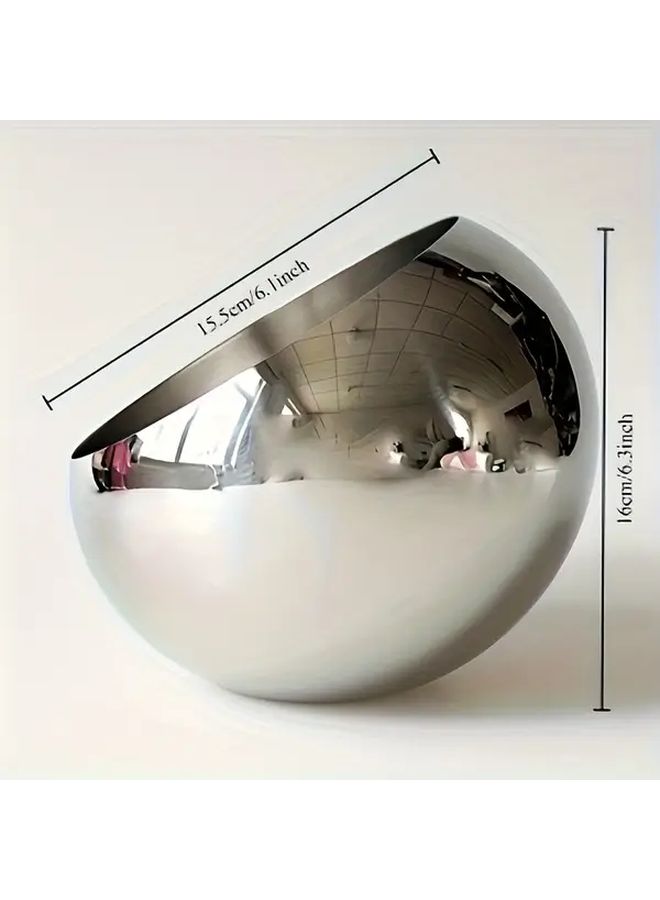 Stainless Steel Salad Bowl Large Capacity Mixing Serving Silvery Minimalist Design - Image 4