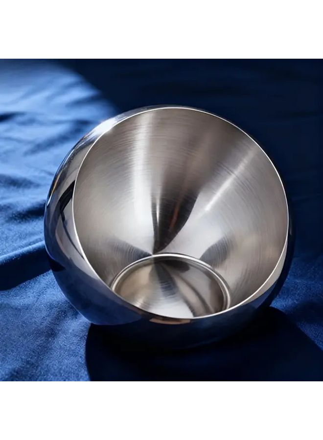 Stainless Steel Salad Bowl Large Capacity Mixing Serving Silvery Minimalist Design - Image 3