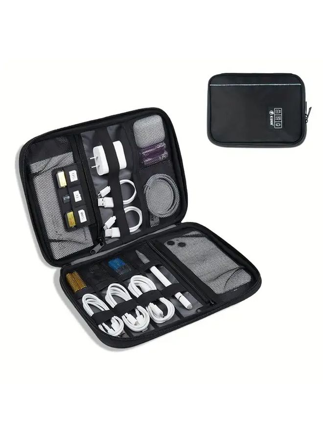 Blue Green Travel Organizer Case For Tech Accessories And Charging Cable Storage - Image 1