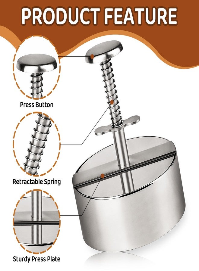 Sumalon 304 Stainless Steel Burger Press, 4.5" Heavy Duty Adjustable Hamburger Press Patty Maker with 150 Patty Papers, Non-Stick Stuffed Patty Molds for Beef Burgers and BBQ - Image 3