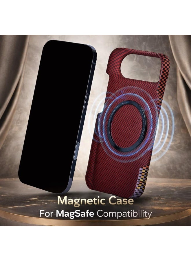 فوني Phoni Ultra Slim Magnetic Case for iPhone Air, Compatible with MagSafe, Thin Lightweight Matte Phone Case, Carbon Fiber Style Texture, Raised Camera Protection (Burnished Ember – Red Carbon) - Image 4
