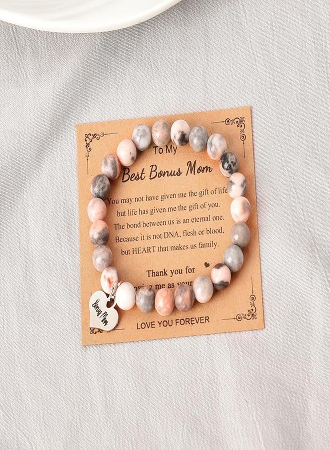Sisadodo Bonus Mom Gifts from Daughter Son Mom Natural Stone Beaded Bracelets for Stepmom Stepmother Christmas Birthday Gifts for Mom Mother Thank You Bracelet for Mom Christmas Gifts for Women - Image 5