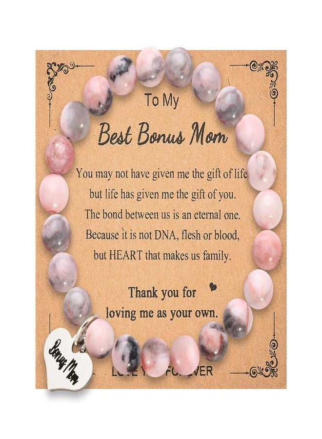 Sisadodo Bonus Mom Gifts from Daughter Son Mom Natural Stone Beaded Bracelets for Stepmom Stepmother Christmas Birthday Gifts for Mom Mother Thank You Bracelet for Mom Christmas Gifts for Women - Image 1