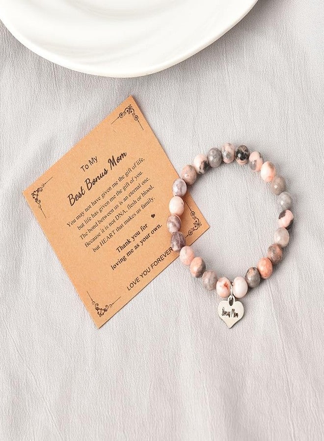 Sisadodo Bonus Mom Gifts from Daughter Son Mom Natural Stone Beaded Bracelets for Stepmom Stepmother Christmas Birthday Gifts for Mom Mother Thank You Bracelet for Mom Christmas Gifts for Women - Image 3