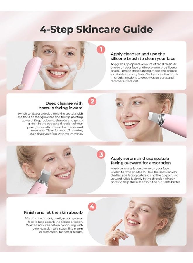Arabest Facial Cleansing Brush & Massager, 2 in 1 Facial Skin Scrubber Waterproof and Rechargeable Face Scrub for Deep Cleansing Vibrating Exfoliator Scrubber Skin Care with 7 Modes, Gentle Exfoliating - Pink - Image 5