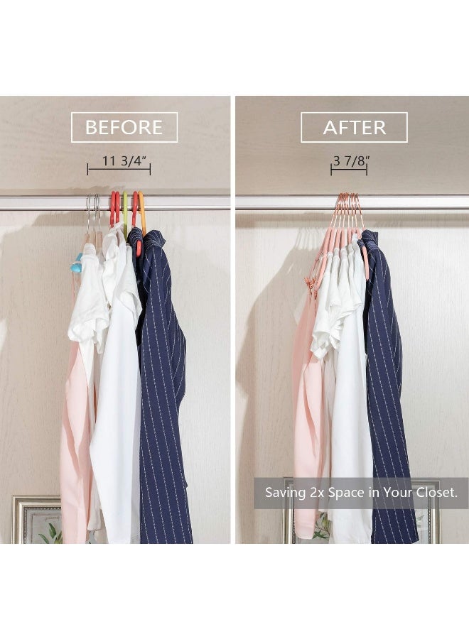 MIZGI MIZGI Premium Velvet Pants Hangers with Clips (Pack of 20) Slim Skirt Hangers- Non Slip Felt Outfit Dress Hangers Blush Pink - Copper/Rose Gold Hooks,Space Saving Shirt Clothes Hangers, one size  - Image 5
