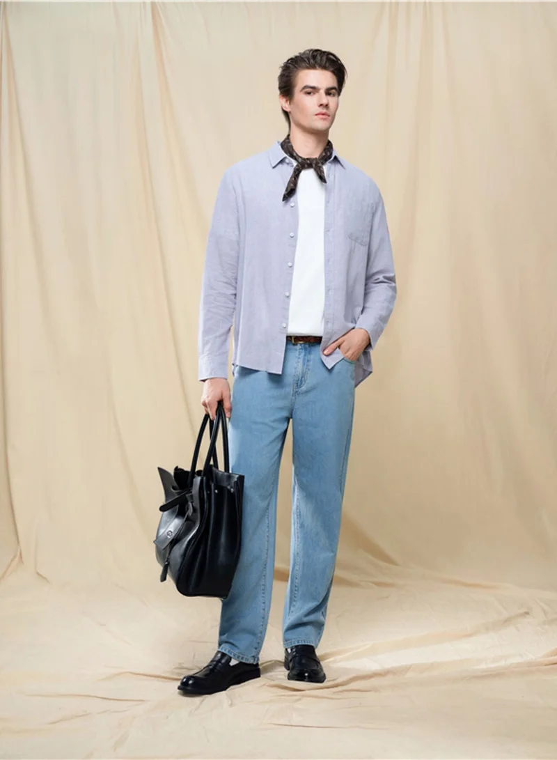 GIORDANO  Men's Slim Linen Cotton Solid Shirt for Men | Best Price UAE