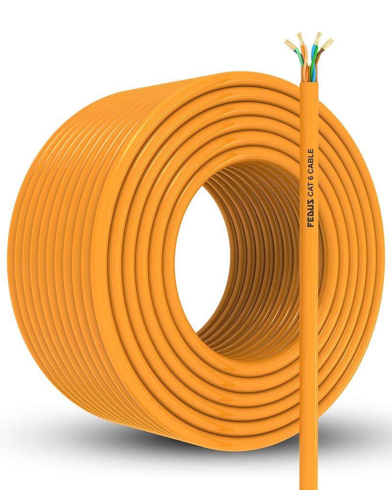 FEDUS 80 Meter High Speed RJ45 cat6 Ethernet Patch Cable LAN Cable Internet Network Computer Cable Cord Gigabit Category 6 UTP Wires For Modem, Router, LAN ADSL-10Gigabit-262 Feet (80 METER)-ORANGE - Image 1