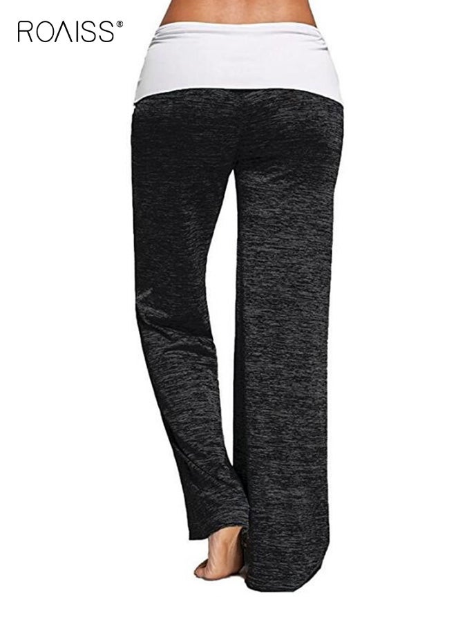 roaiss Plus Women's Wide Leg Yoga Pants Elastic Drawstring Waist Casual Lounge Pants, All-Season Solid Color Trousers for Yoga, Workouts and Casual Attire, Relaxed Fit - Image 2