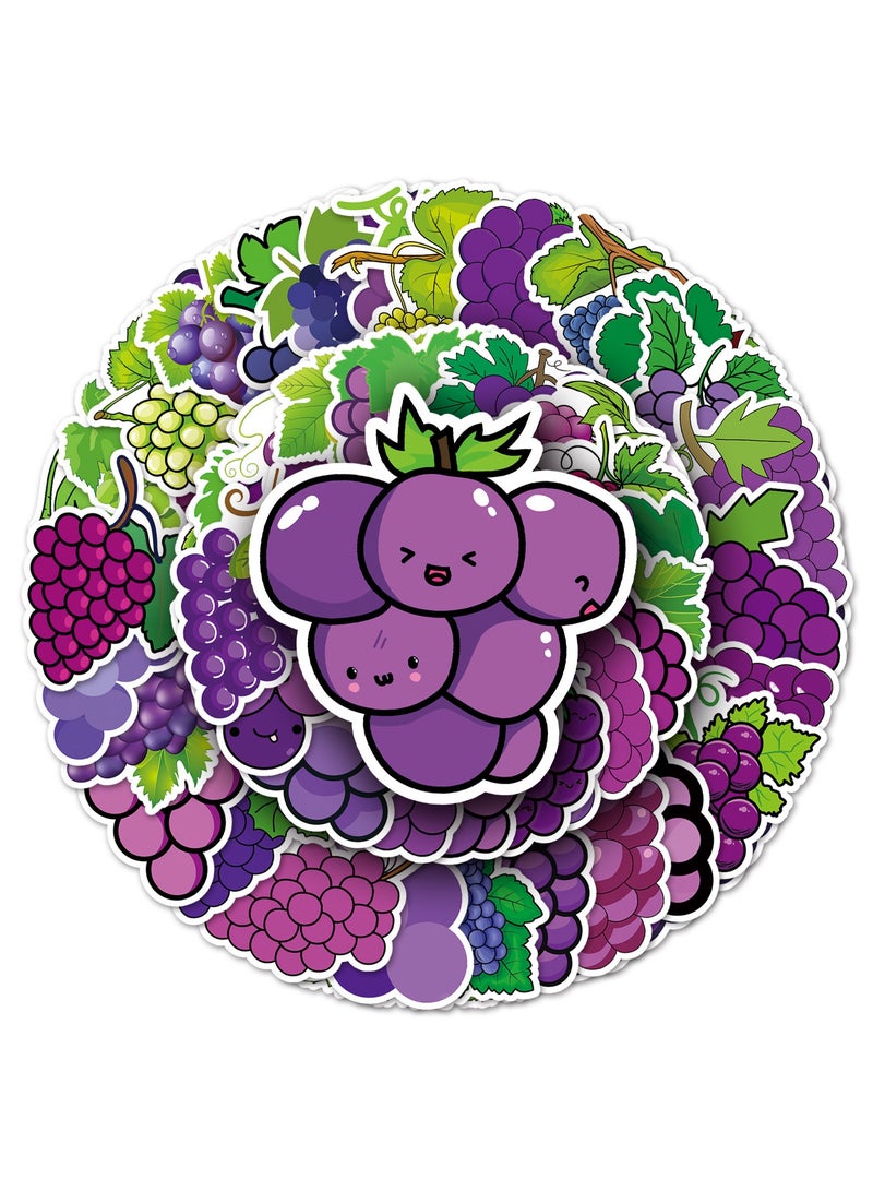 قوس قزح أورينبو ملصقات فاكهة العنب الأرجوانية، عبوة من 50 قطعة - مناسبة لأجهزة الكمبيوتر المحمول وحافظة السفر والهاتف والسيارة وسجل القصاصات وزجاجة الماء والدراجة والكمبيوتر وملصقات الهدايا للأطفال والمراهقين والبالغين - Image 1