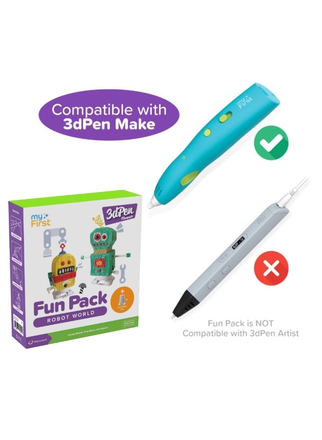 myFirst Fun Pack 3D Pen Make PCL Filaments for 3D Printing Pen | Educational Kids' STEAM Activities with Stencil Book, 3D Motion Figures (Robot World) - Image 2