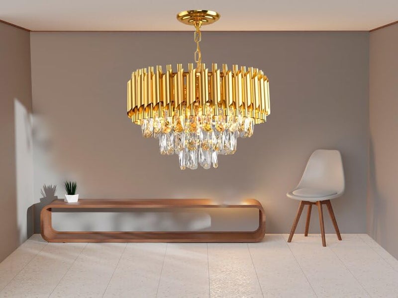 kinis Modern Crystal Led Jhoomer Ceiling Lights Hanging for Living Room Chandelier Hanging Light for Dining Lights for Ceiling Chandelier for Table (Gold, 3-Tier, 400 MM, 16 Inch) - Image 2