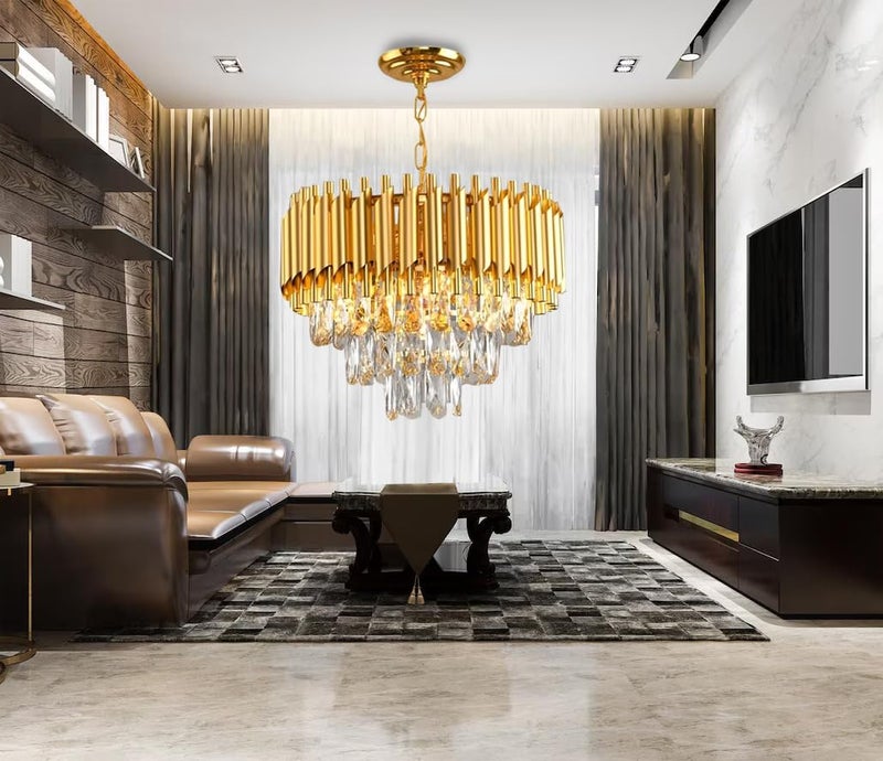 kinis Modern Crystal Led Jhoomer Ceiling Lights Hanging for Living Room Chandelier Hanging Light for Dining Lights for Ceiling Chandelier for Table (Gold, 3-Tier, 400 MM, 16 Inch) - Image 4