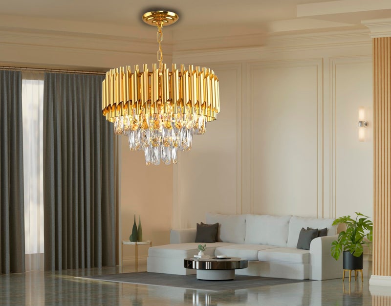 kinis Modern Crystal Led Jhoomer Ceiling Lights Hanging for Living Room Chandelier Hanging Light for Dining Lights for Ceiling Chandelier for Table (Gold, 3-Tier, 400 MM, 16 Inch) - Image 3