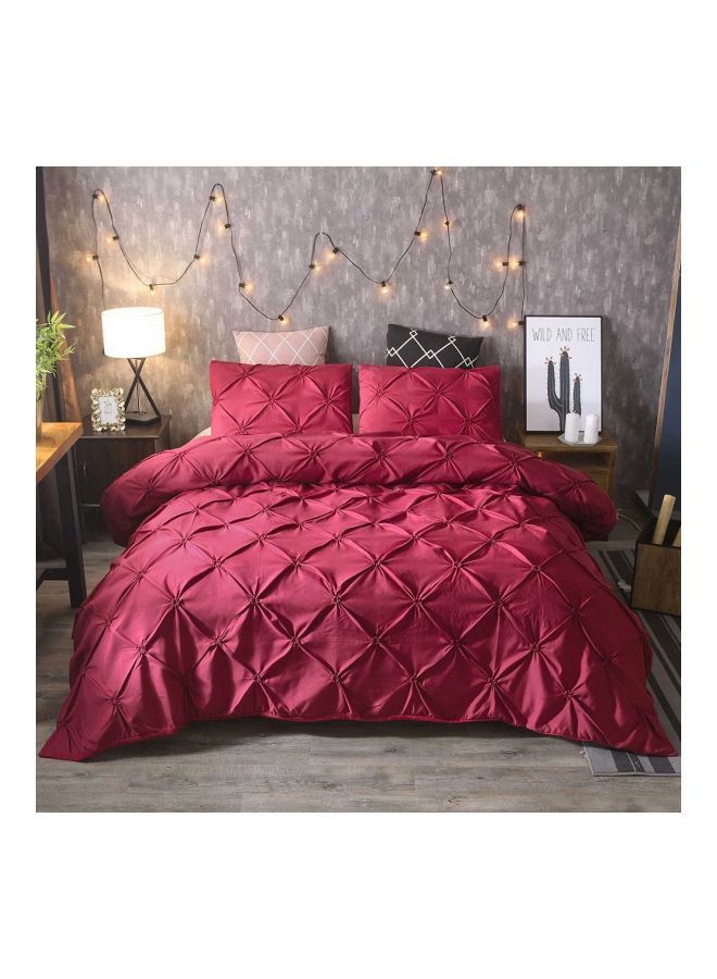 NIBEMINENT 3-Piece Bedcover Set Polyester Red - Image 1