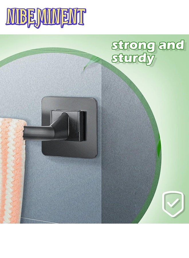 NIBEMINENT حامل مناشف جداري 4 قطع، حامل مناشف ذاتي اللصق بدون حفر، شماعة مناشف يد للمطبخ والحمام (أسود) - Image 4