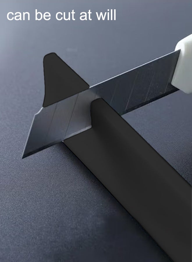 شرائح حاجز مياه الحمام على شكل حرف T حاجز مياه الاستحمام سدادة المياه اللاصقة شرائح حاجز المياه كونترتوب المطبخ شرائط التقسيم المقاوم للماء للذات حاجز مياه أرضية الحمام والفصل الرطب والجاف 1M أسود - Image 4